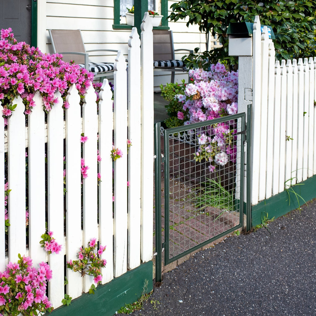 Garden gate in steel with lock and 3 keys, 97x150cm, green - Borge' Group Limited