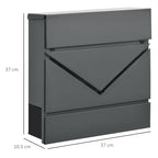galvanized steel mailbox with junction and 2 safety keys, 37x10.5x37 cm, Grey - Borgè