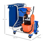 Homcom professional cleaning trolley with 4 buckets 18L/6l blue and orange - Borgè