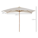 2x3m Waterproof Garden Umbrella, Wood and 180G Polyester, Beige - Borge' Group Limited