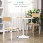 Modern Round Table For 2 people in MDF and Steel, Ø70x75cm, White - Borgè