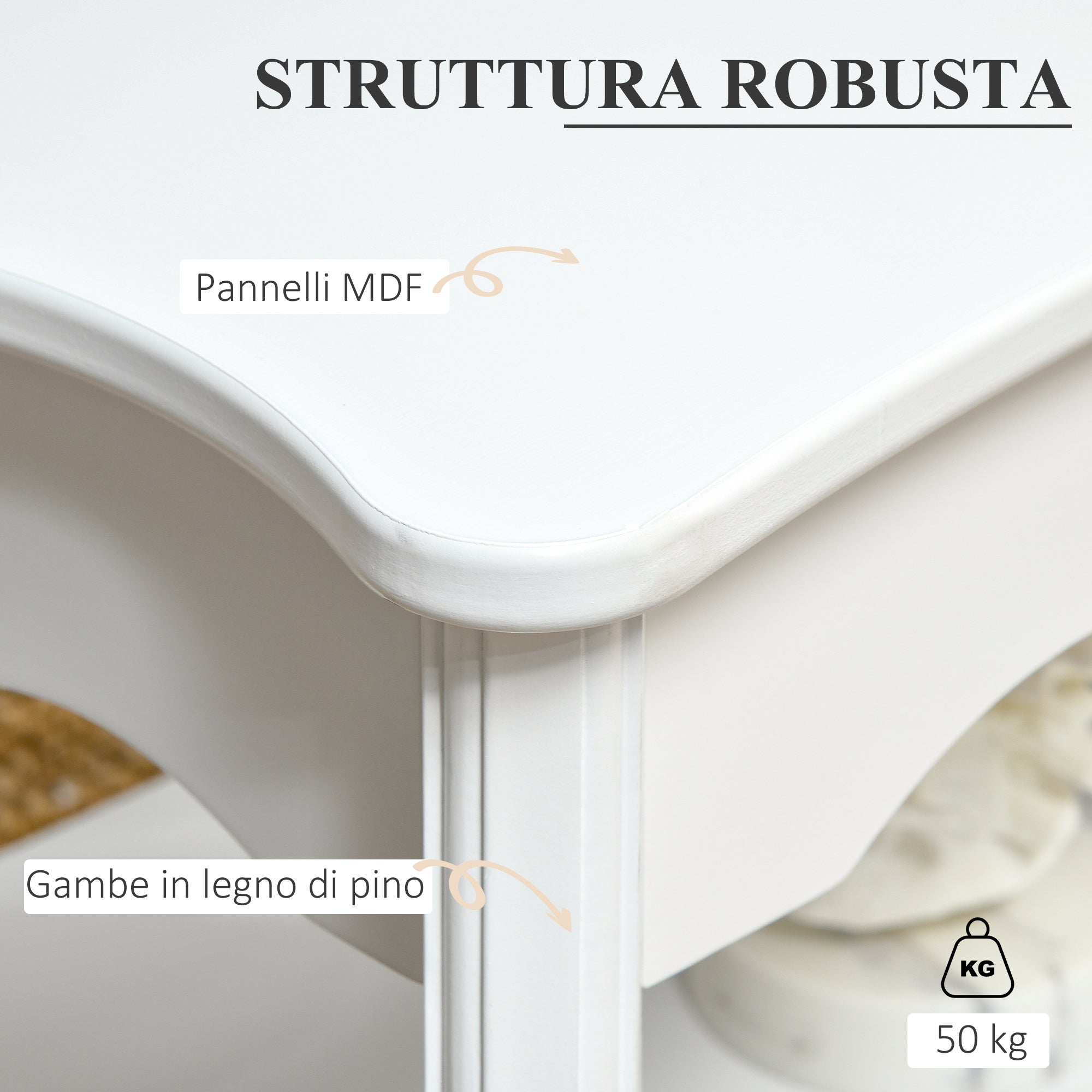 coffee coffee table in wood, white, 94x44x42cm - Borgè