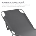 Garden Lounger with 5-Position Adjustable Backrest, Folding Metal and Oxford Fabric Lounger, 187x55x24cm, Grey - Borge' Group Limited