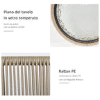 Set of 2 Outdoor Chairs with Table in PE Rattan Boho Style, Khaki and Grey - Borge' Group Limited