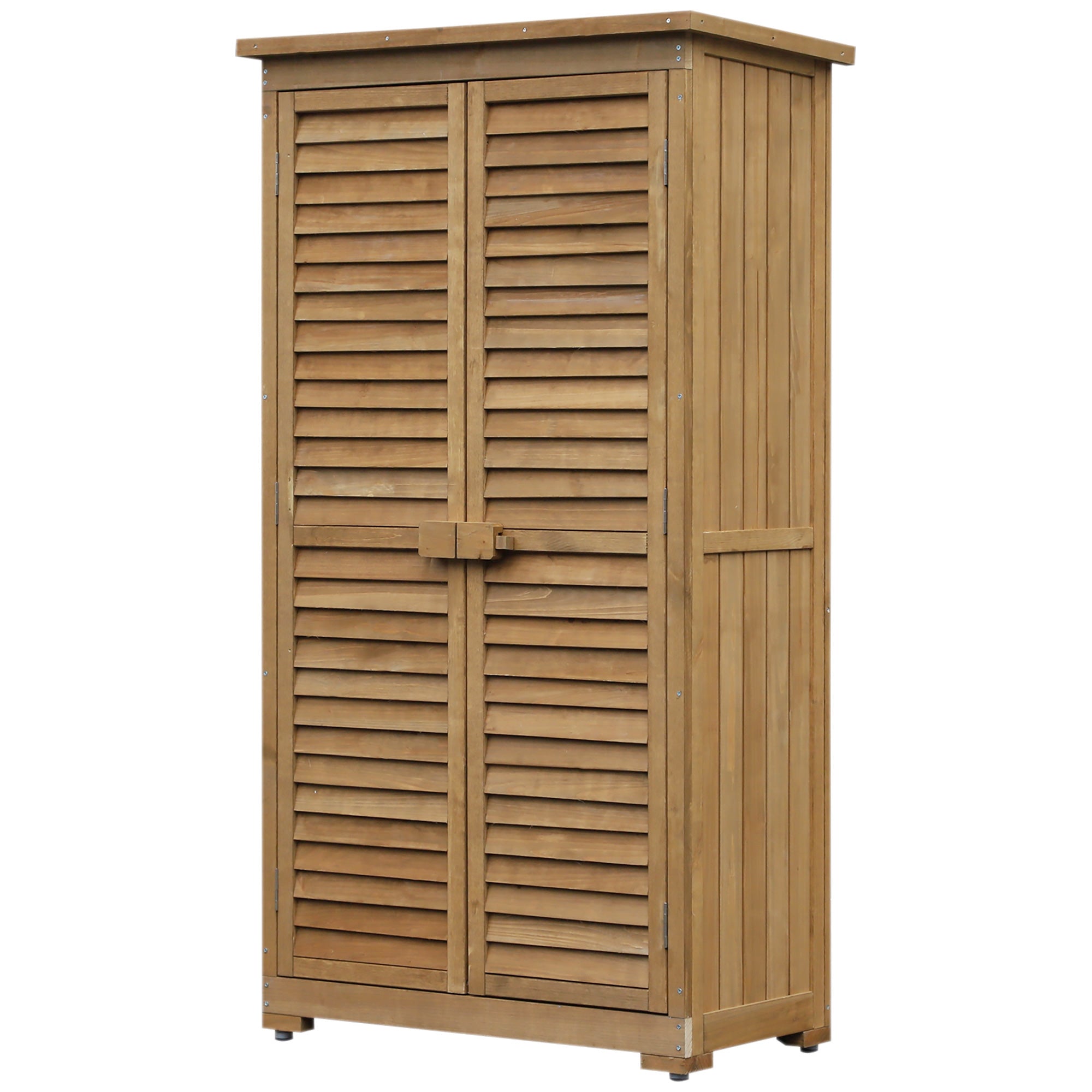 Wooden Garden Shed with Waterproof Roof, Outdoor Garden Tool Cabinet with 3 Shelves, 87x46.5x160cm - Borge' Group Limited