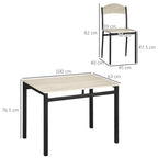 lunchtime set with rectangular table and 4 steel and mdf chairs, black and oak - Borgè