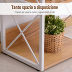 Cabinet shelf bookcase 3 shelves with white steel structure and wooden shelves 44x35x72.5cm - Borgè