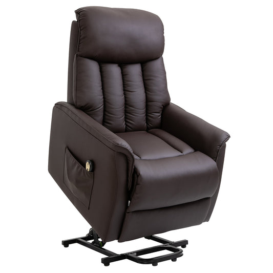 Reclinable Brown Armchair with Lift Assist, Footrest and remote control
