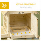 Indoor Rabbit Hutch in Fir Wood with Removable Tray, 3 Doors and Outdoor Area, 151.5x106x97 cm - Borge' Group Limited