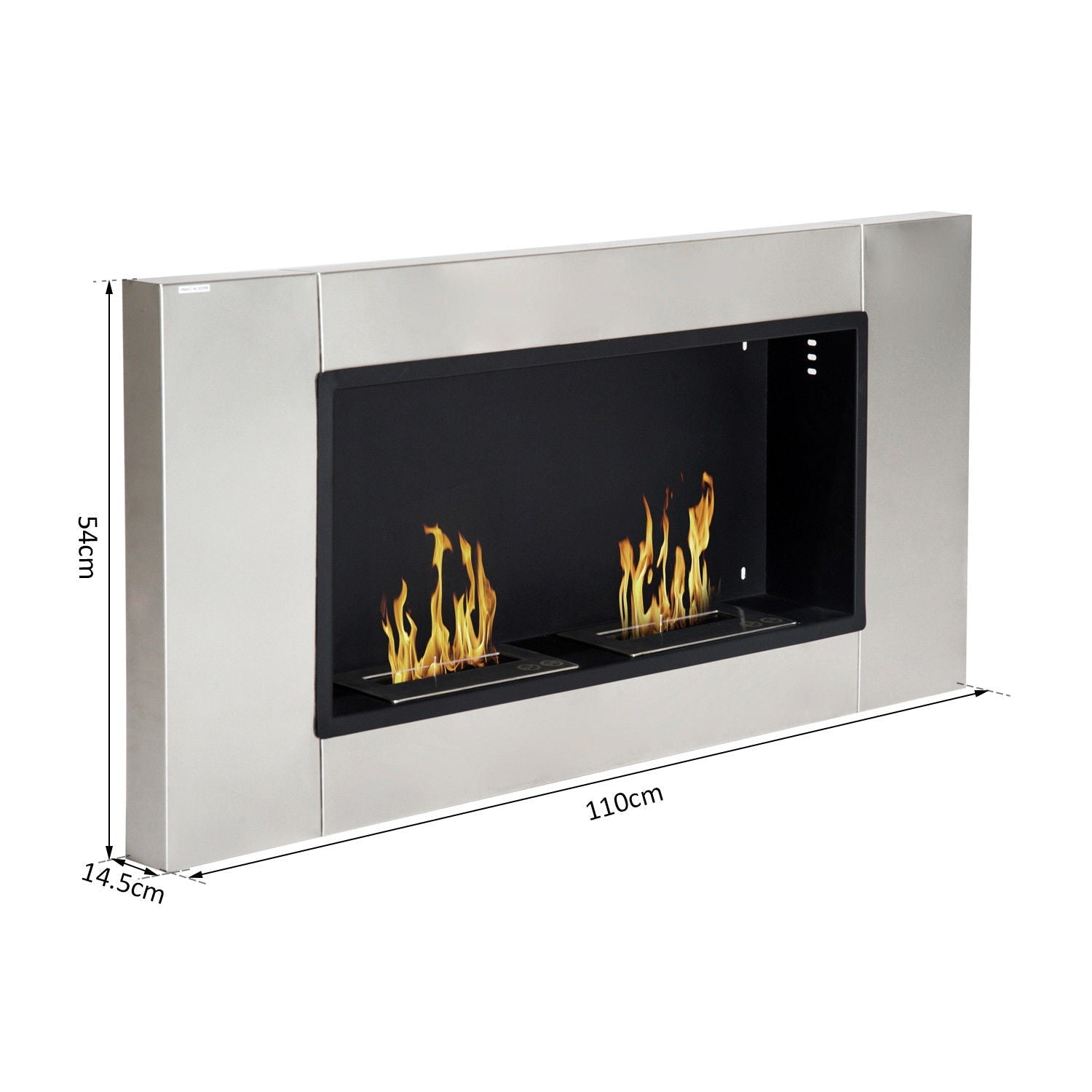 Bioethanol fireplace fireplace with 2 burners capacity of 3L 4400W 110 x 54 x 14.5cm - Borgè