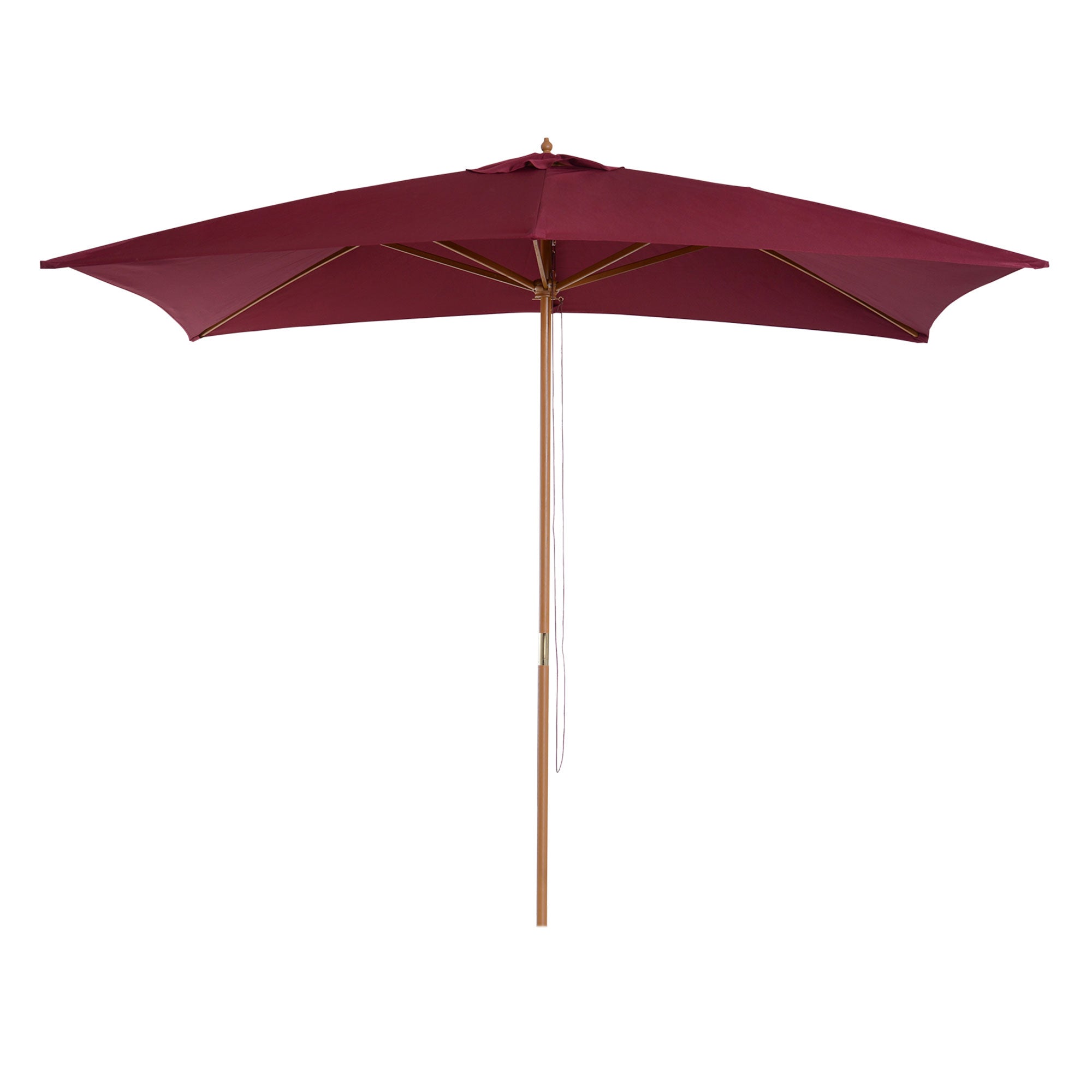 2x3m Waterproof Garden Umbrella with 8 Ribs, in Wood and Bamboo, Burgandy - Borge' Group Limited