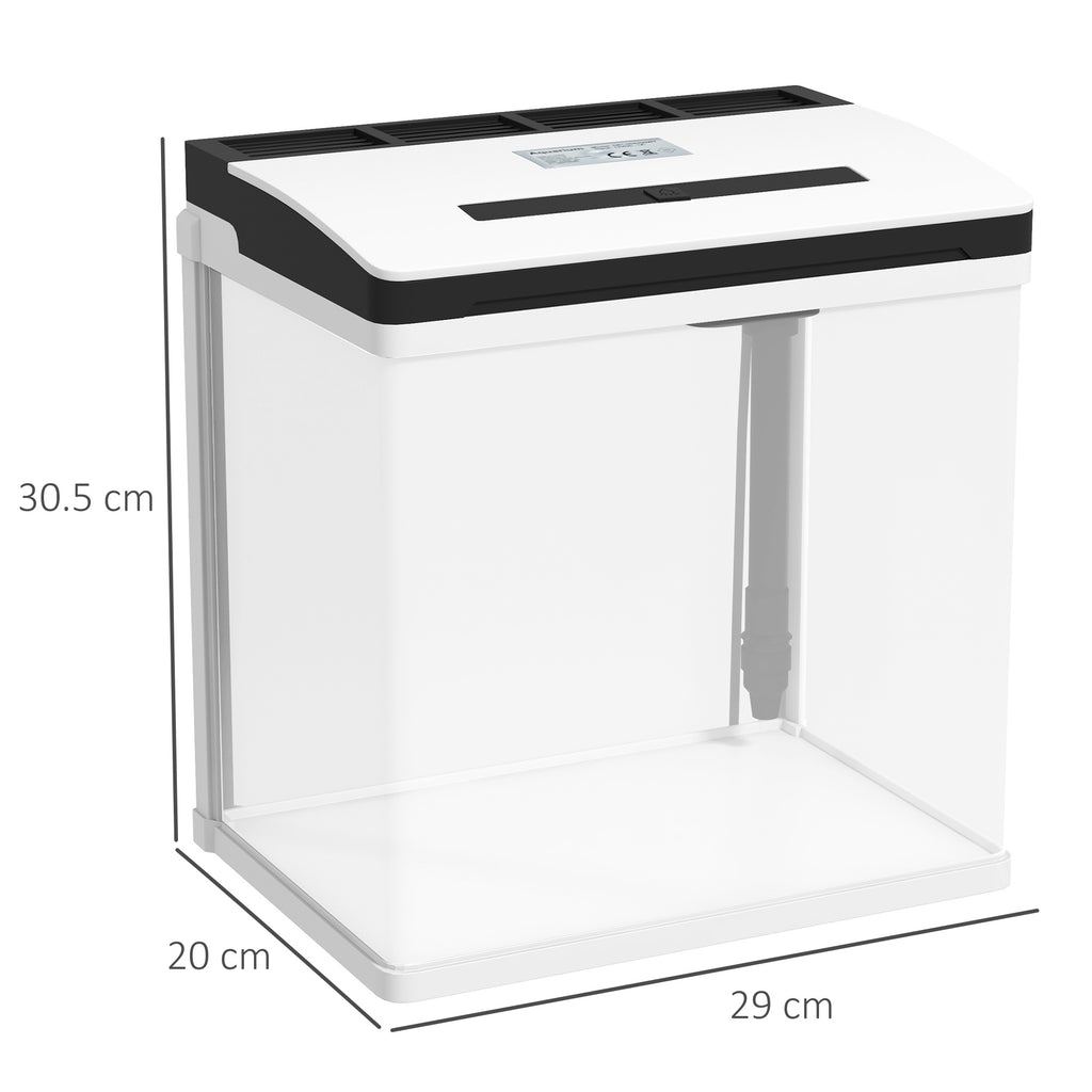 13L Aquarium Pawhut from LED lighting with ventilation holes, in HD and ABS glass, 29L x 20p x 30.5a cm - Borgè