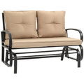 2-Person Garden Swing Bench with Seat and Back Cushions, 122x70x87cm, Khaki - Borge' Group Limited