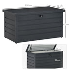Garden Storage Bench with Key, Modern Steel Chest, Grey, 120x62x62cm - Borge' Group Limited