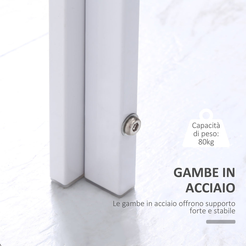 Modern Rectangular Table Metal structure and tempered glass top - white - Borgè