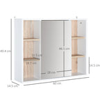 Homcom cabinet with mdf mirror and chipboard with 3 side shelves and internal adjustable shelf, 60x14.5x49.4 cm - Borgè