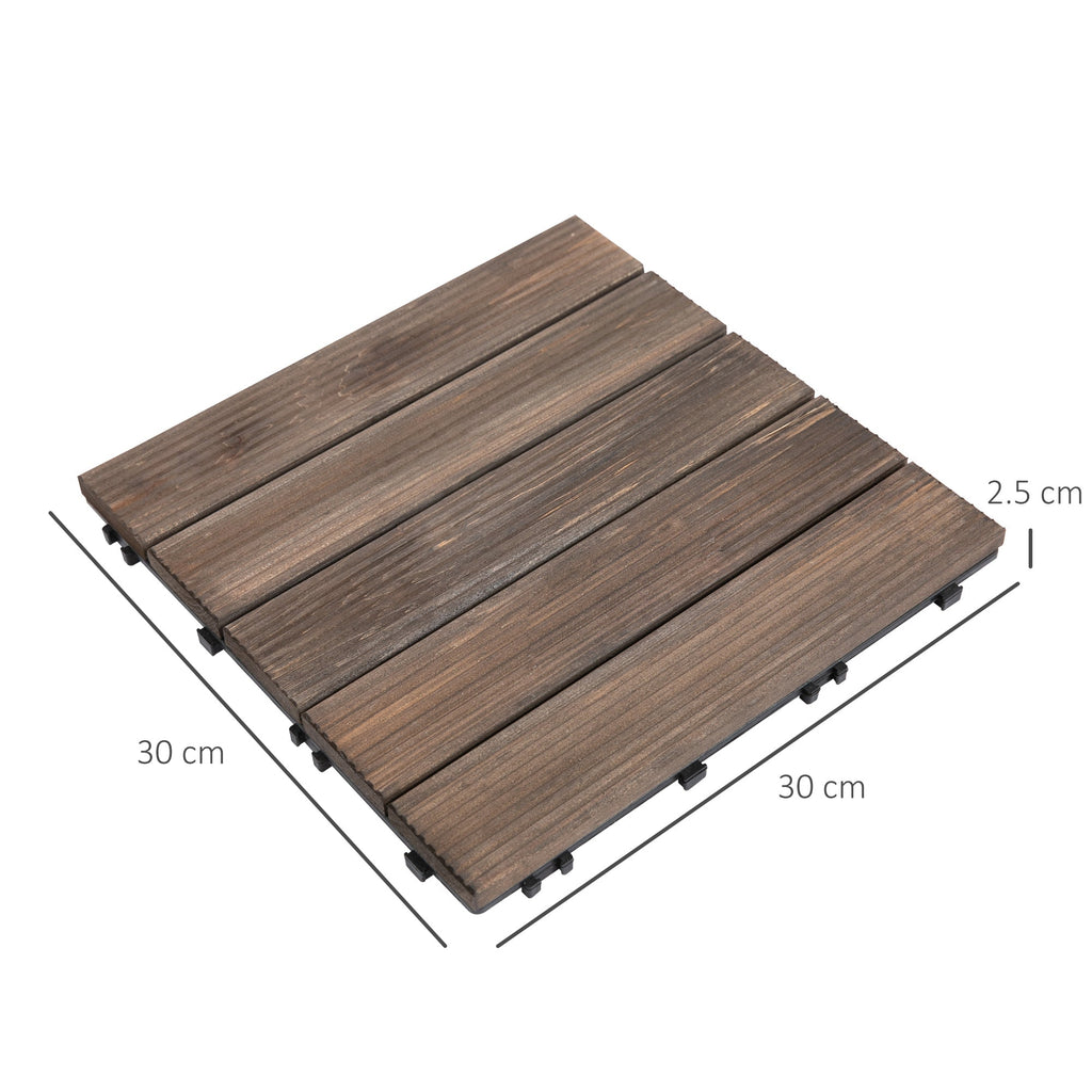 Outdoor Wooden Floor Tiles, 27-Piece Interlocking Set, 30x30x2.5 cm - Borge' Group Limited