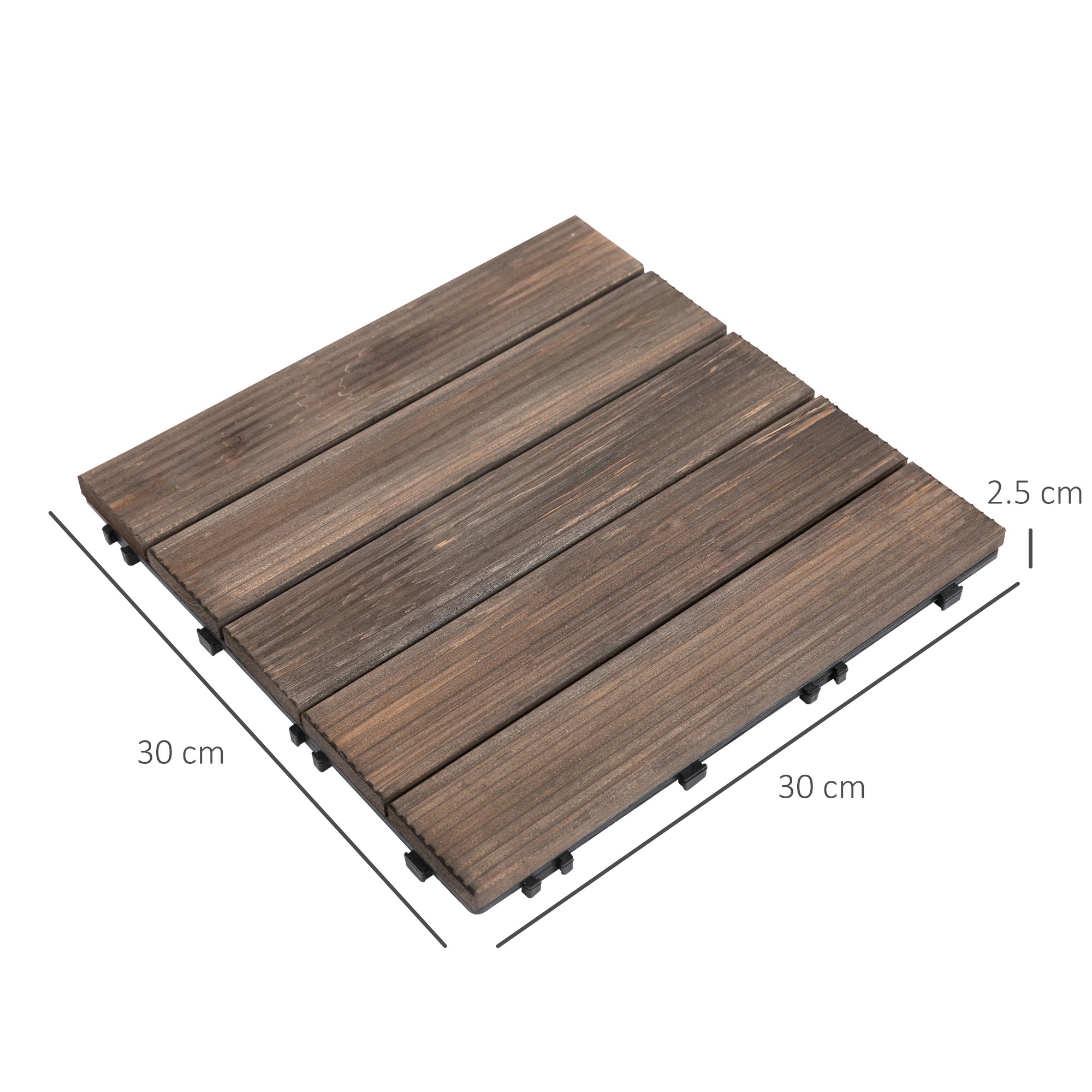 Outdoor Wooden Floor Tiles, 27-Piece Interlocking Set, 30x30x2.5 cm - Borge' Group Limited