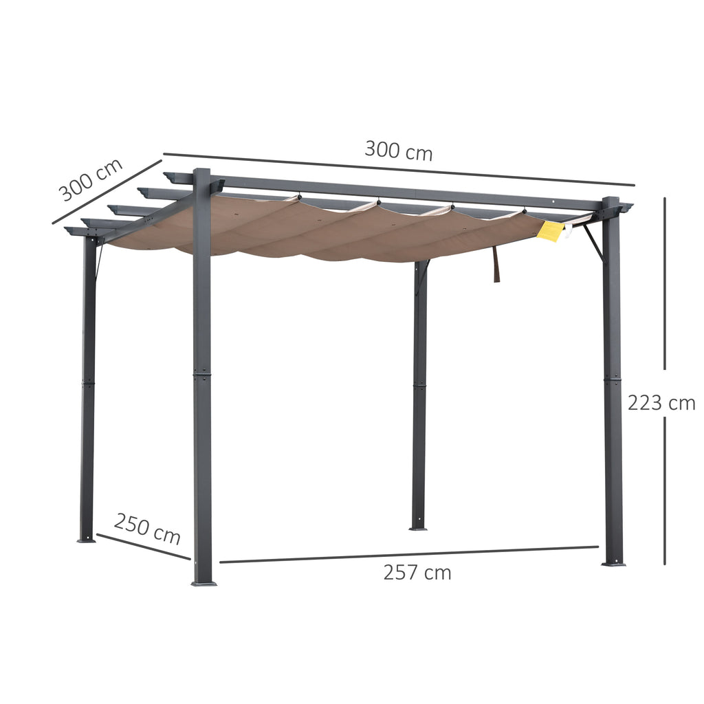 Sumptuous 3x3m Garden Pergola with Anti-UV Retractable Roof and Sleek Aluminum Frame in Grey - Borgè