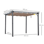Sumptuous 3x3m Garden Pergola with Anti-UV Retractable Roof and Sleek Aluminum Frame in Grey - Borgè