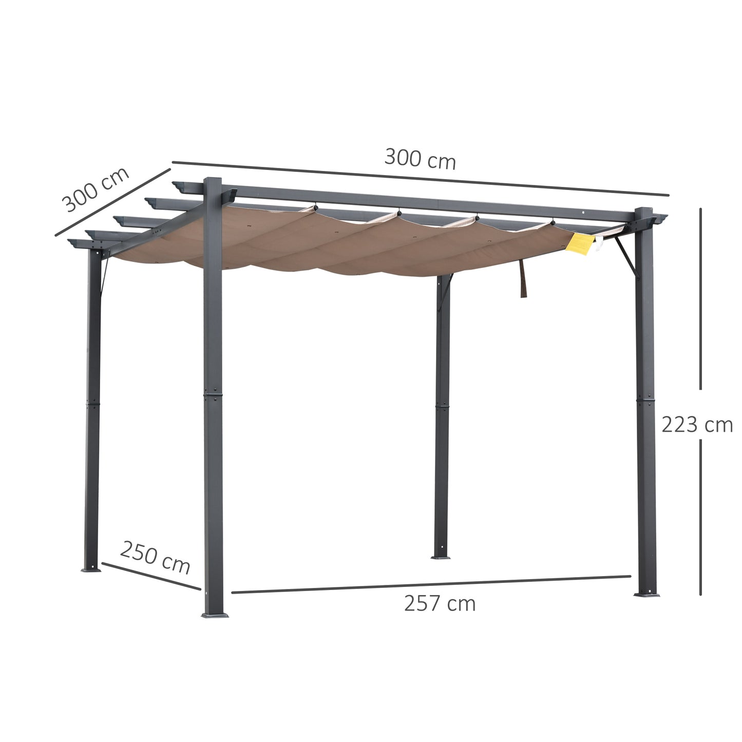 Sumptuous 3x3m Garden Pergola with Anti-UV Retractable Roof and Sleek Aluminum Frame in Grey