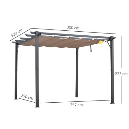 Sumptuous 3x3m Garden Pergola with Anti-UV Retractable Roof and Sleek Aluminum Frame in Grey