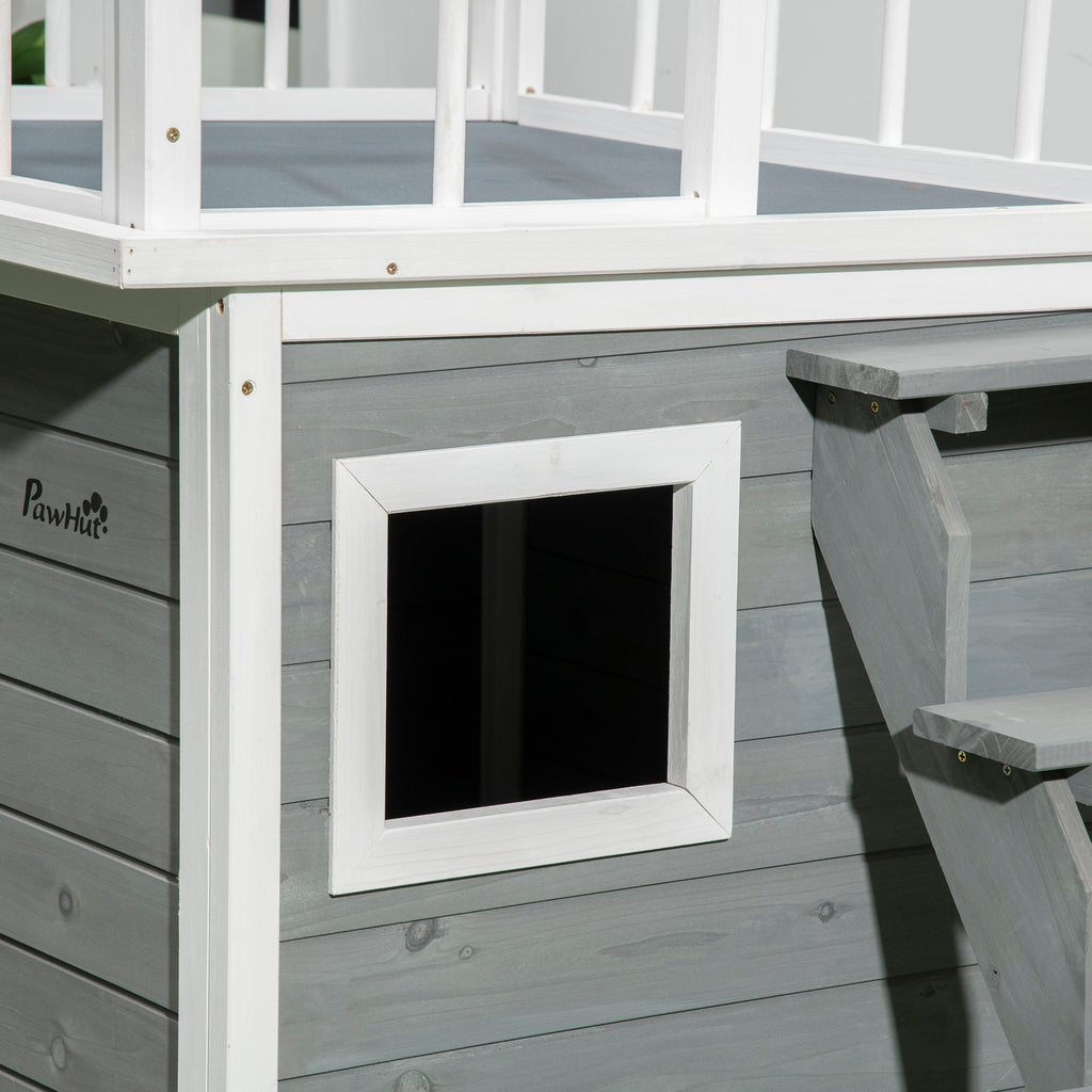 PAWHUT CASETTE FOR DOG WITH THE SCALETTA terrace and window 121x77x78cm Light Grey - Borgè
