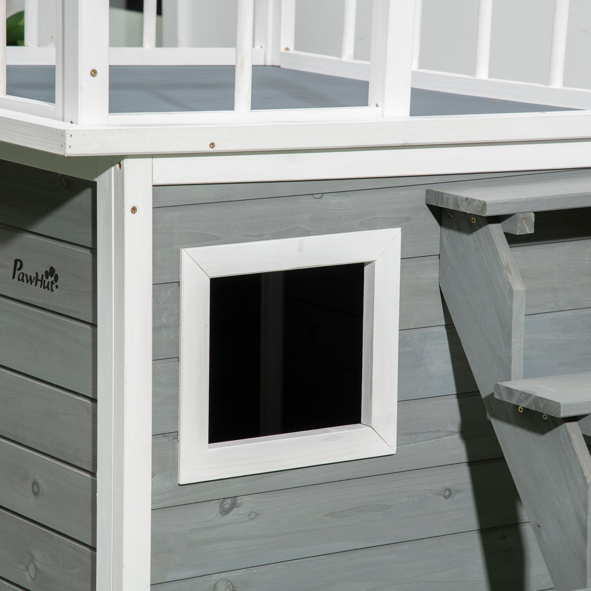 PAWHUT CASETTE FOR DOG WITH THE SCALETTA terrace and window 121x77x78cm Light Grey - Borgè