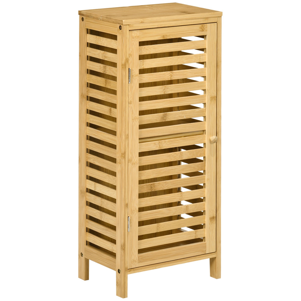 kleankin bamboo bathroom with adjustable internal shelf, 30x19.9x70 cm, wooden color - Borgè