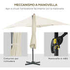 2.5x2.5m Cream Garden Umbrella with 5-Level Adjustable Angle and 360° - Borge' Group Limited