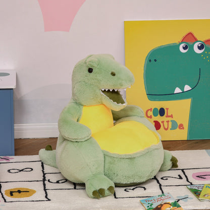 Little Dinosaur Armchair for children in plush - green/yellow