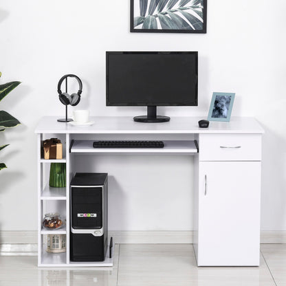 desk for ergonomic pc with shelves and white removable keyboard plane - Borgè