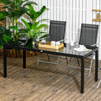 Rectangular Garden Table for 8 People in Aluminum and Glass, 180x80x72cm, Black - Borge' Group Limited
