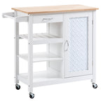 kitchen trolley with 1 drawer, 1 locker and 1 shelf at 3 levels, 92x40x84cm, white - Borgè