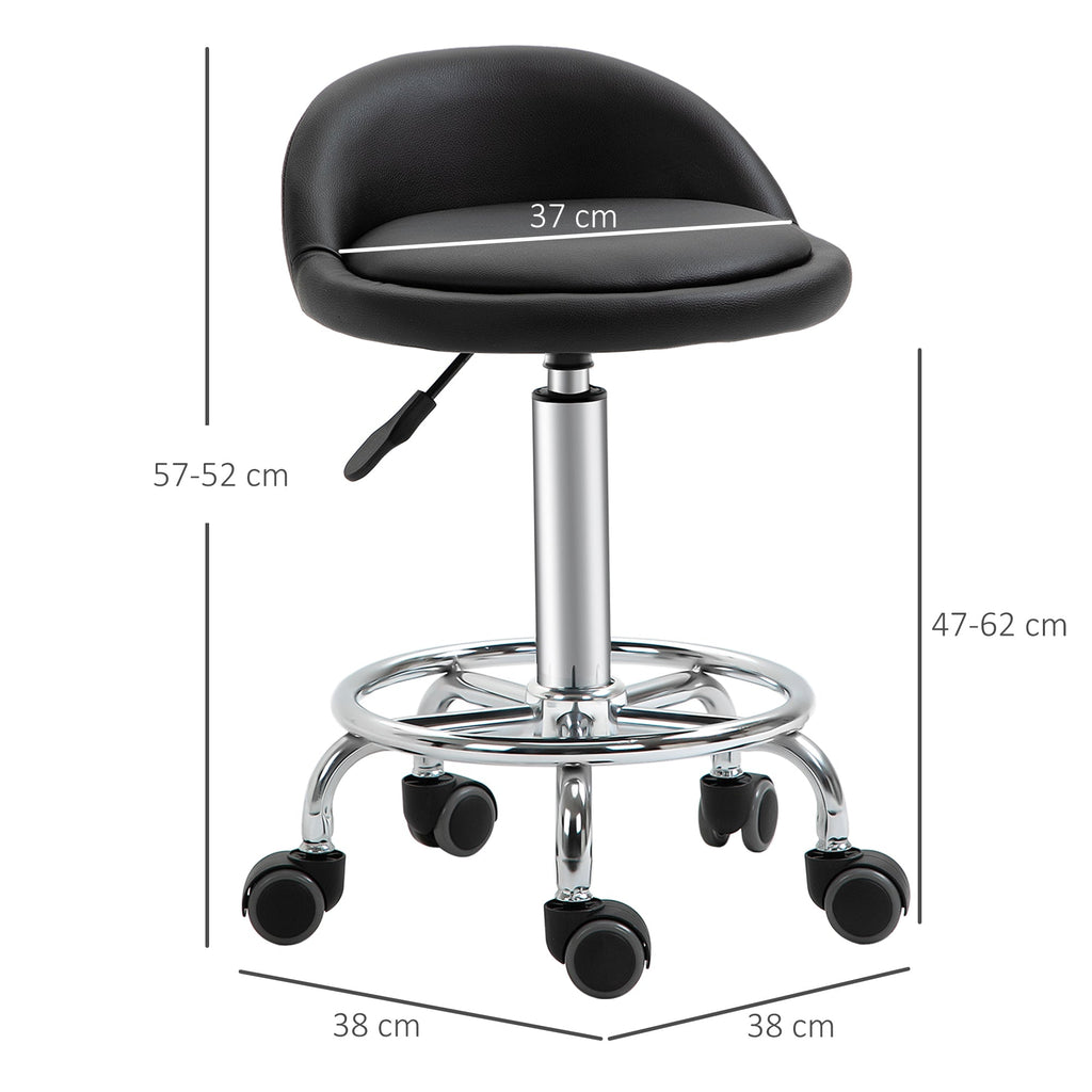 Beauty Stool with Wheels, Adjustable Height, and Comfortable Coating | 38x38x57-72cm - Borgè