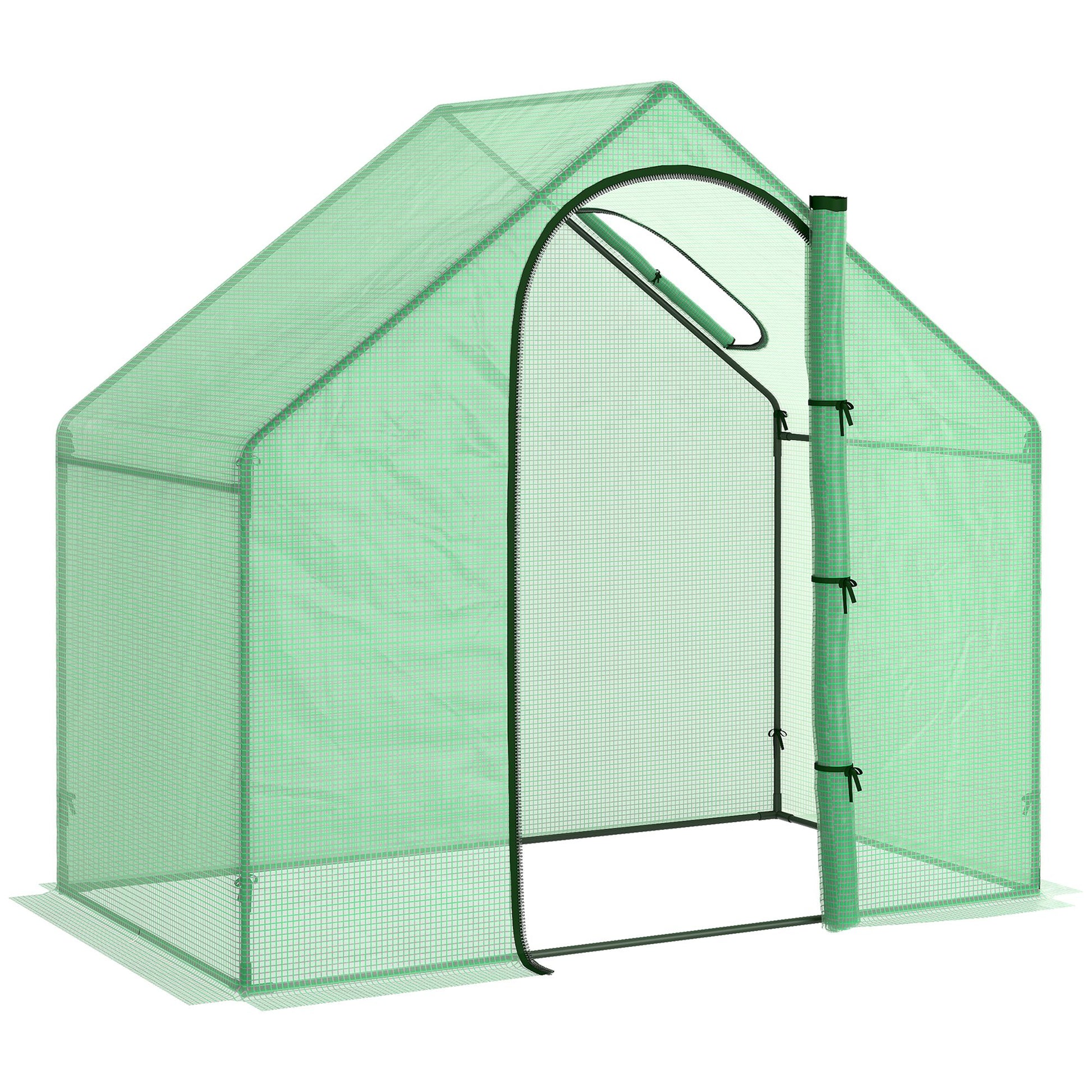 Outsunny Garden greenhouse with hinge door and air intake, 4 ropes and stakes included, 180x100x168 cm, green - Borgè