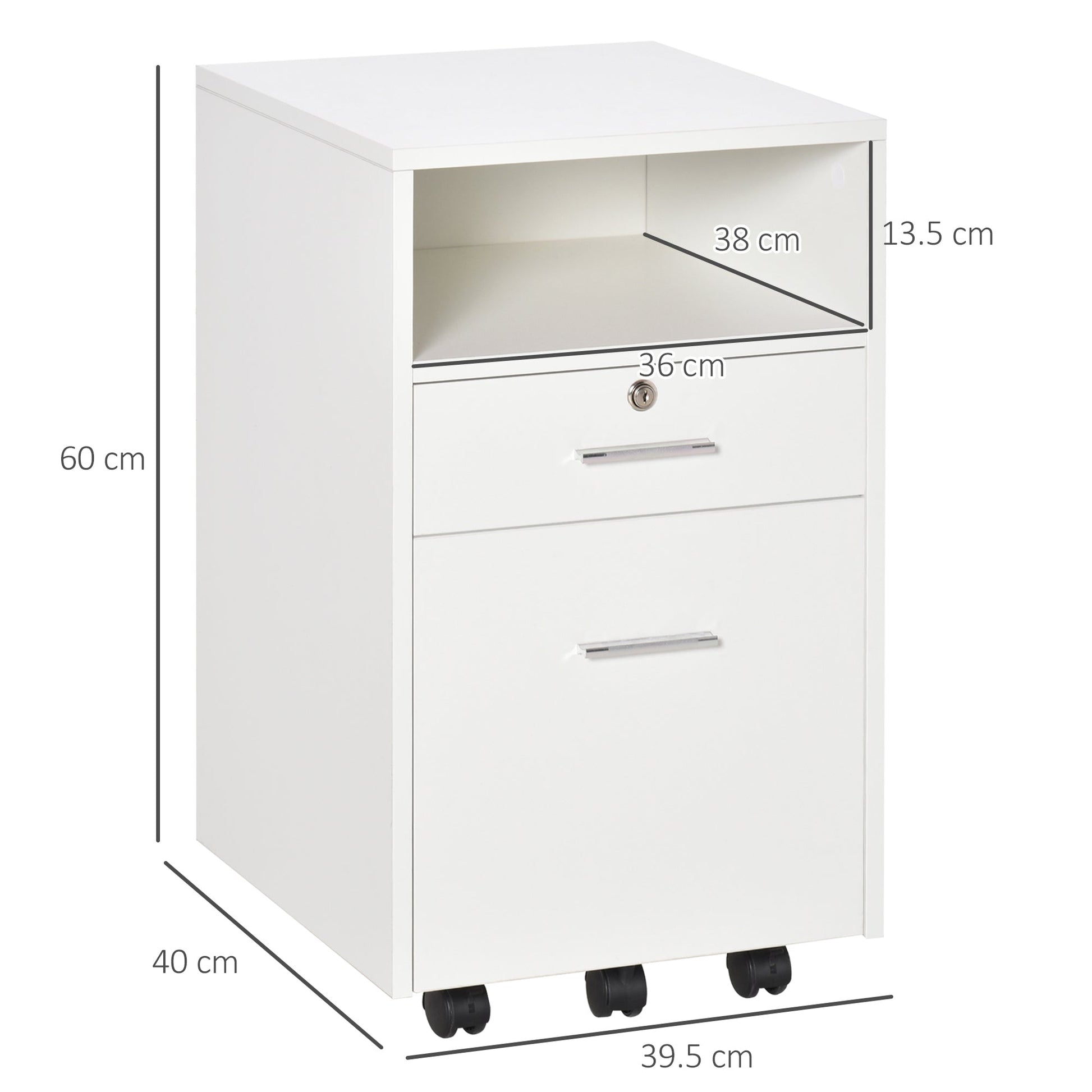 Vacket of office drawer, for desk holder and printer door, 2 keys, white - Borgè