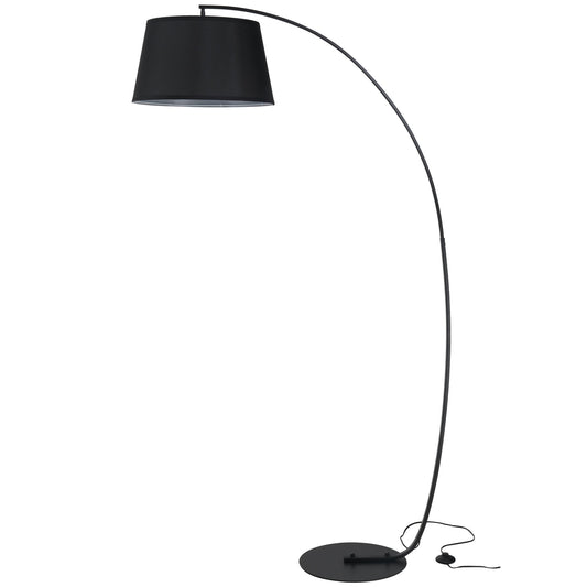 Arch Ground Lamp with fabric lampshade in black pedal switch