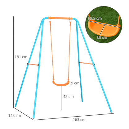 Outsunny swing for children 3-8 years as a garden in steel and pe with seat and pickets, 163x145x181 cm