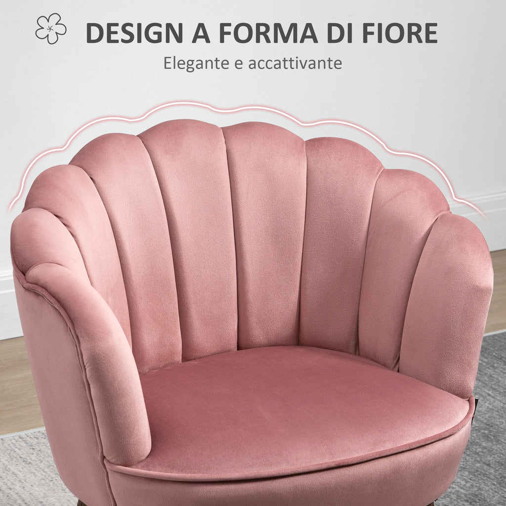 PINKISH | Shell Armchair in Pink Velvet | 66x72x79cm - Borgè