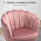 PINKISH | Shell Armchair in Pink Velvet | 66x72x79cm - Borgè