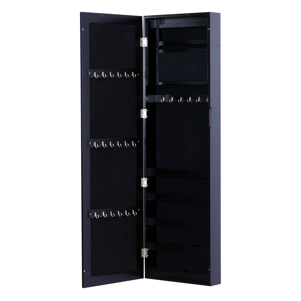 Wall Wall Wardrobe with MDF wood mirror, black, 37x9.5x121cm - Borgè