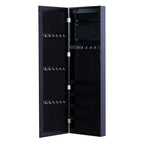 Wall Wall Wardrobe with MDF wood mirror, black, 37x9.5x121cm - Borgè