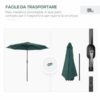 3x2.5 m Tilting Garden Umbrella with Crank Handle, Metal and Green Polyester - Borge' Group Limited