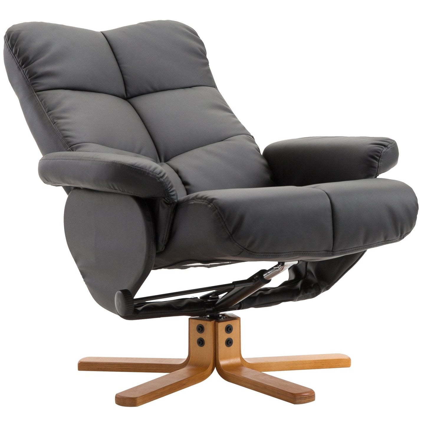 Padded Relax Armchair With Poglipiesi, Black, 80x99x86cm - Borgè