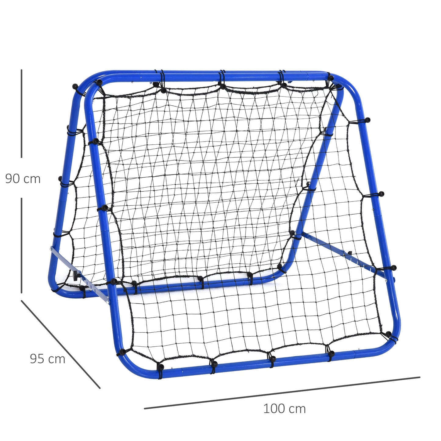 Folding Rebound Football Network with adjustable angle and pickets, 100x95x90 cm, blue