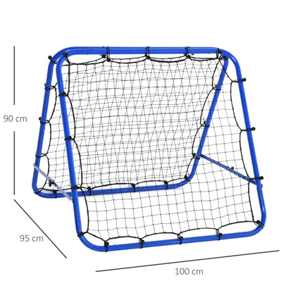 Folding Rebound Football Network with adjustable angle and pickets, 100x95x90 cm, blue