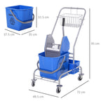 Professional cleaning cart with 25L and stripper bucket, blue - Borgè