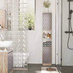 Cabinet Salvaspazio for wooden bathroom with 2 lockers and 6 Grey and oak shelves 30 x 24 x 170cm - Borgè