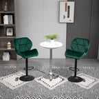 Set 2 swivel bar stools with adjustable height, velvet coating and round base - green - Borgè